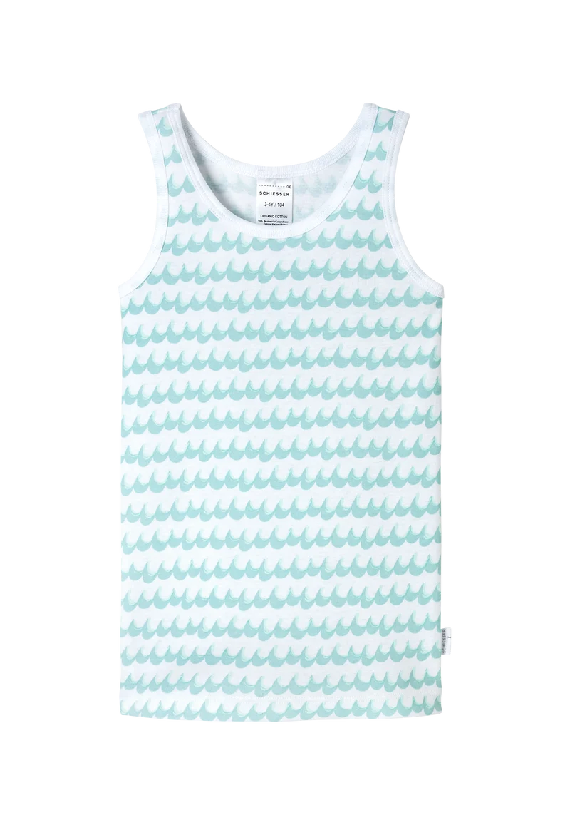 Unterhemd Feinripp 2er-Pack Weiss/Blau gemustert - Fine Rib