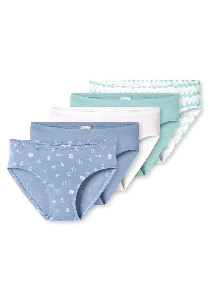 Slip 5er-Pack Blau/Weiss gemustert - 95/5
