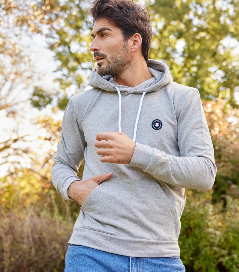 Sweat à capuche Homme Gris - Blason