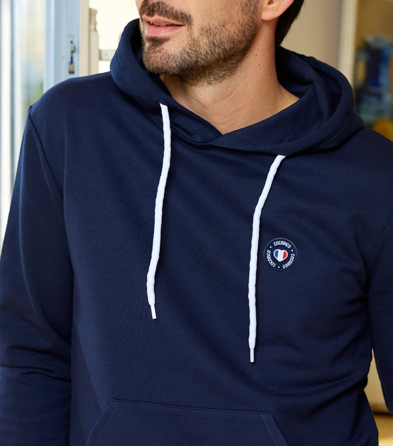 Sweat à capuche Homme Marine - Blason