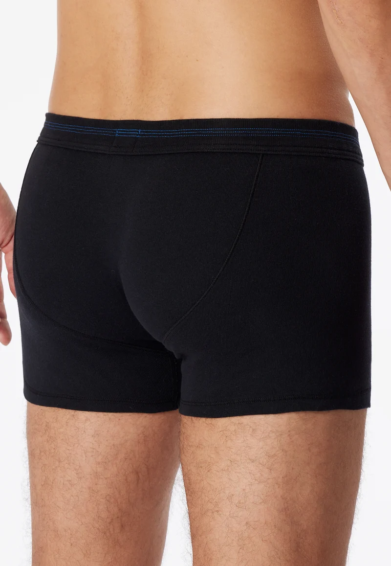 Enge Boxershorts Feinripp mit Knopfleiste Schwarz - Revival Karl-Heinz