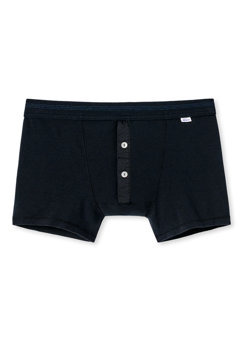 Enge Boxershorts Feinripp mit Knopfleiste Schwarz - Revival Karl-Heinz
