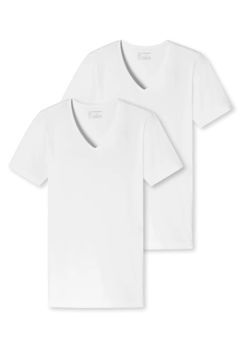 T-Shirt V-Ausschnitt 2er-Pack Weiss - 95/5