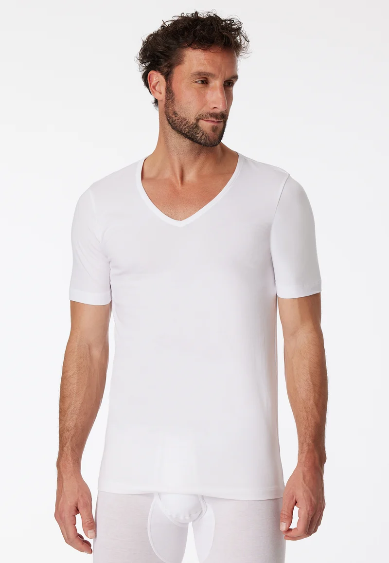 T-Shirt V-Ausschnitt 2er-Pack Weiss - 95/5