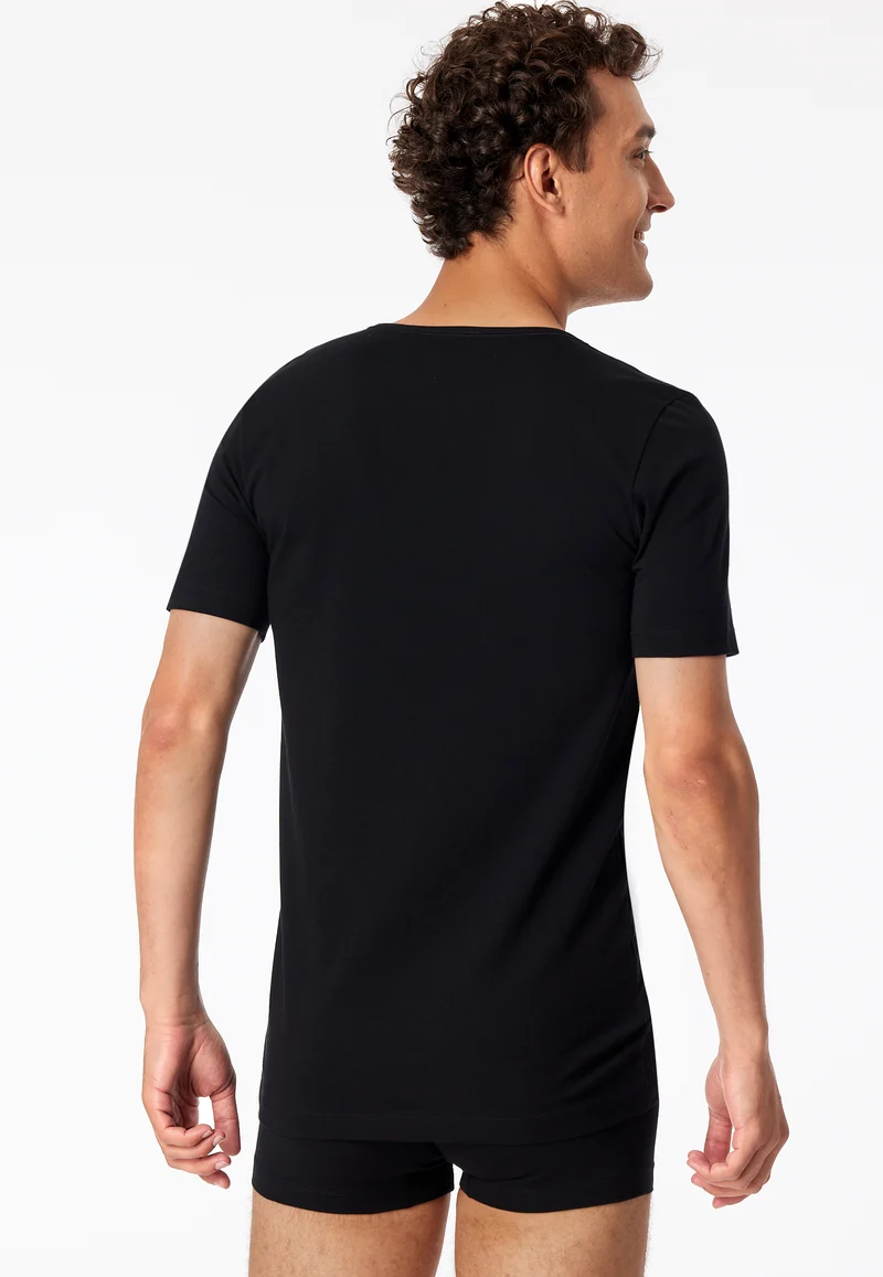 T-Shirt V-Ausschnitt 2er-Pack Schwarz - 95/5