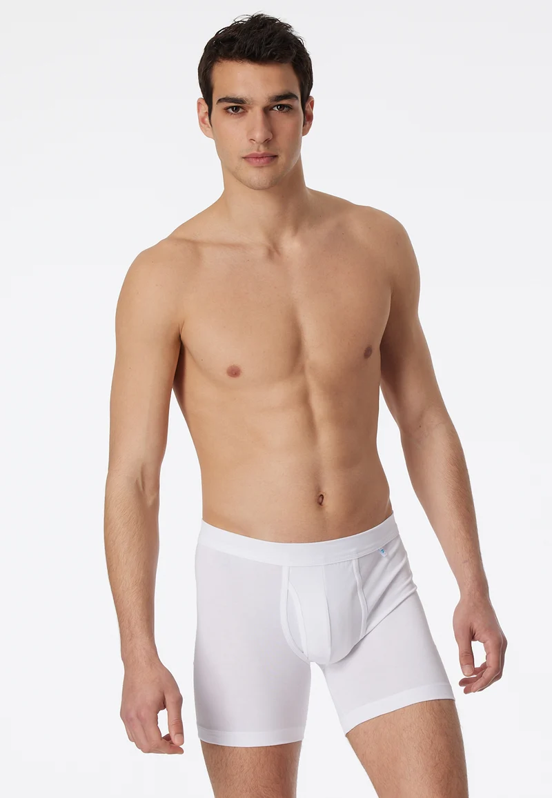 Enge Boxershorts lang mit Eingriff Weiss - Long Life Cotton