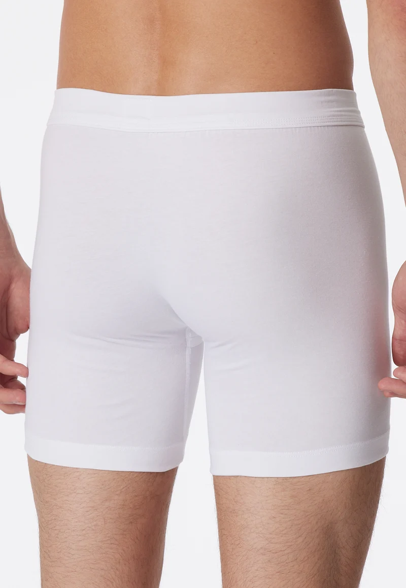 Enge Boxershorts lang mit Eingriff Weiss - Long Life Cotton