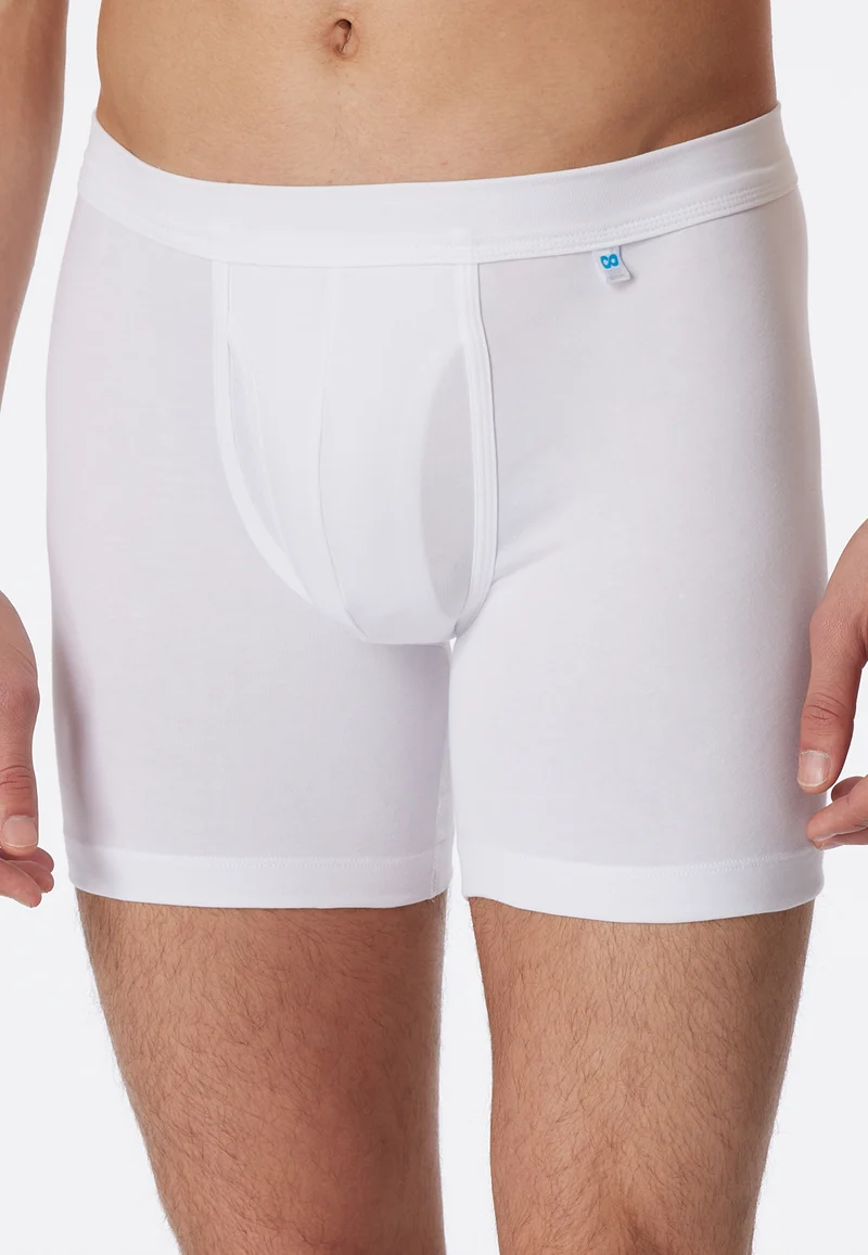 Enge Boxershorts lang mit Eingriff Weiss - Long Life Cotton