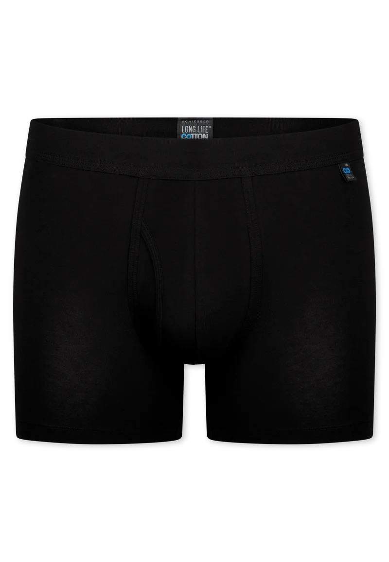 Enge Boxershorts lang mit Eingriff Schwarz - Long Life Cotton