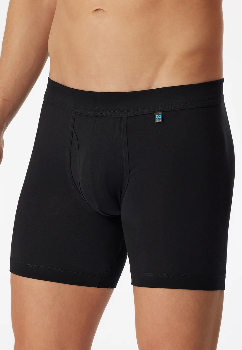 Enge Boxershorts lang mit Eingriff Schwarz - Long Life Cotton