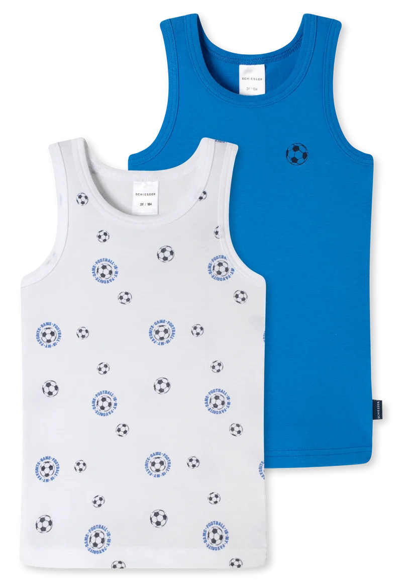 Unterhemd Feinripp 2er-Pack Blau/Weiss - Feinripp Multipacks