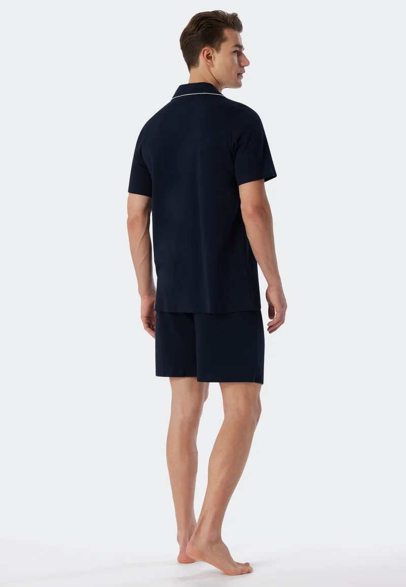 Pyjama kurz Dunkelblau - Fine Interlock