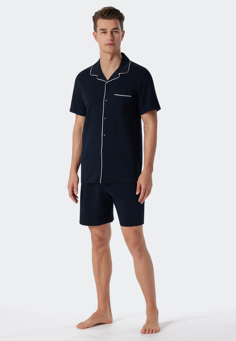 Pyjama kurz Dunkelblau - Fine Interlock
