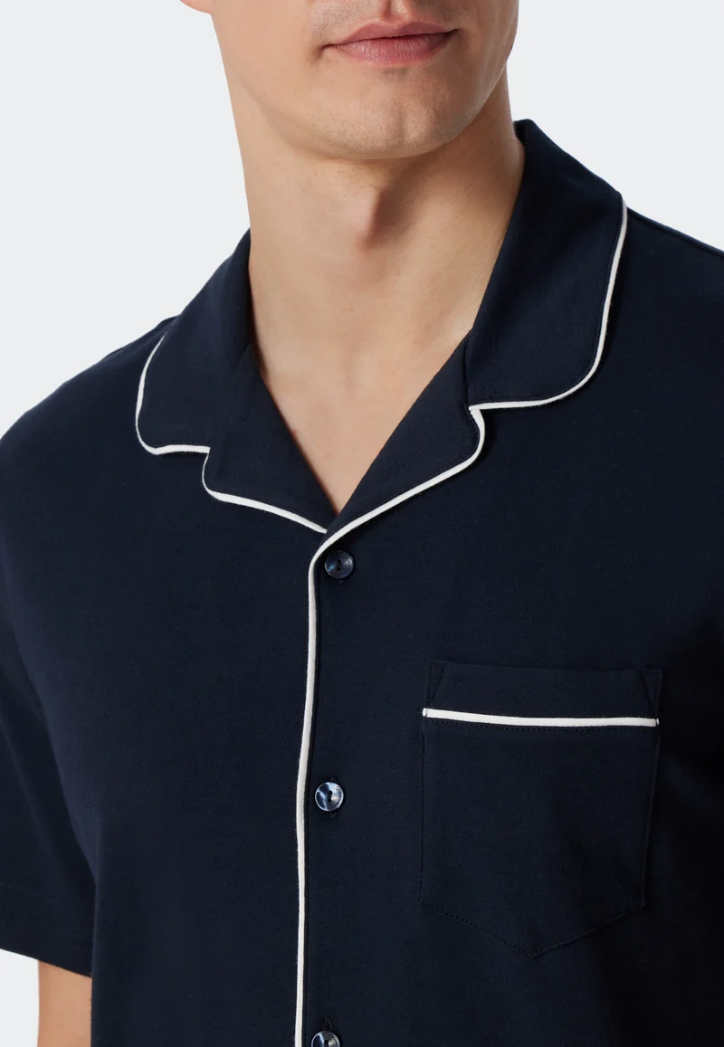 Pyjama kurz Dunkelblau - Fine Interlock