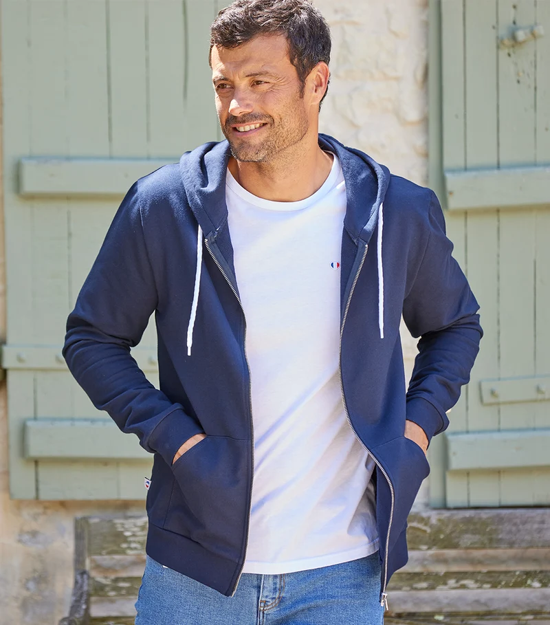Sweat zippé Homme Marine - Intemporel