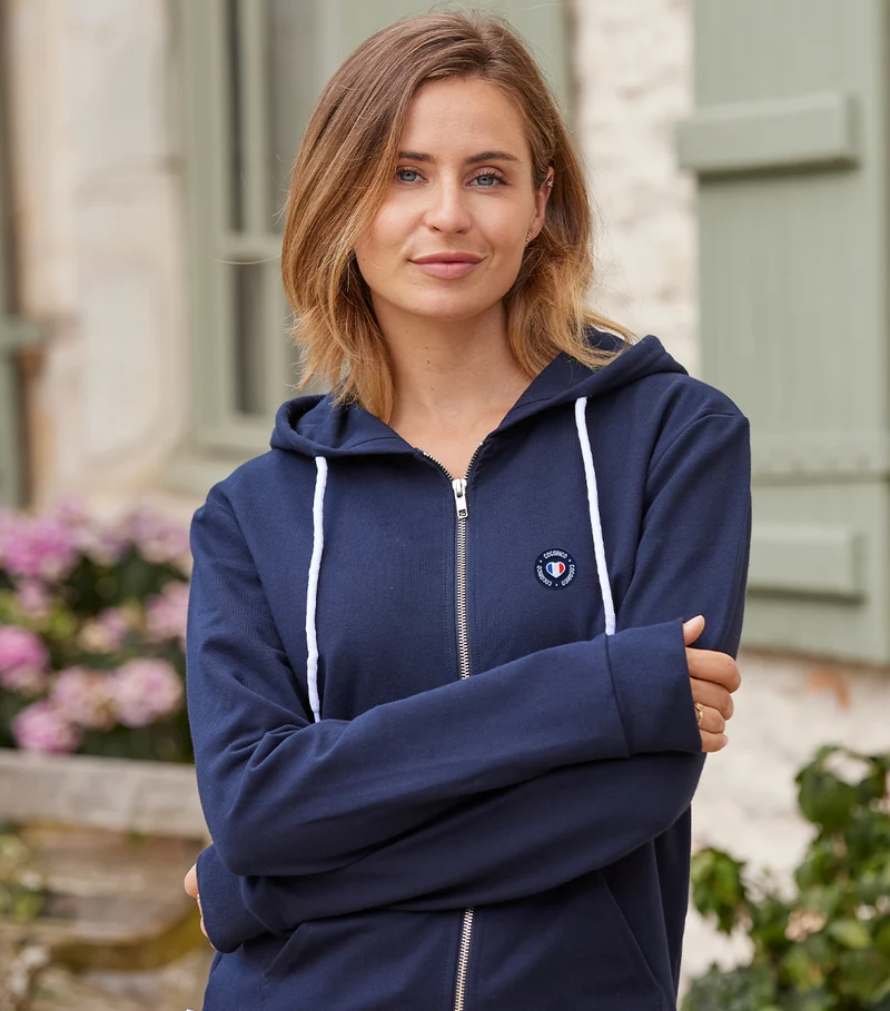 Sweat zippé Femme Marine - Blason