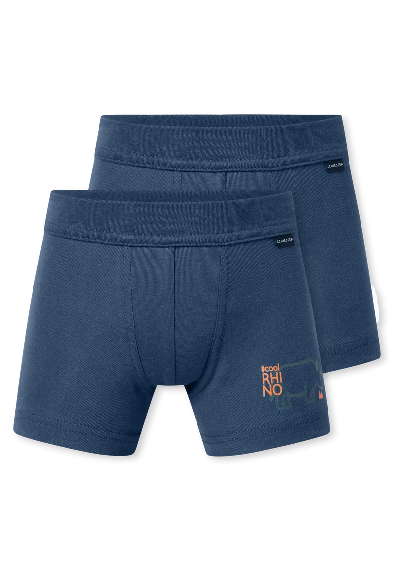Shorts 2er-Pack Dunkelblau - Fine Rib