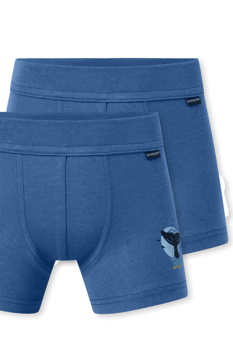 Shorts 2er-Pack Blau - Fine Rib