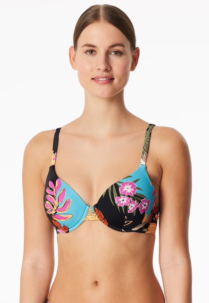 Bikini-Top Bunt gemustert - Aqua