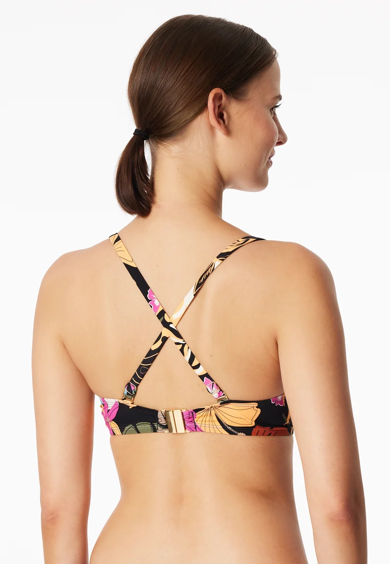 Bikini-Top Bunt gemustert - Aqua