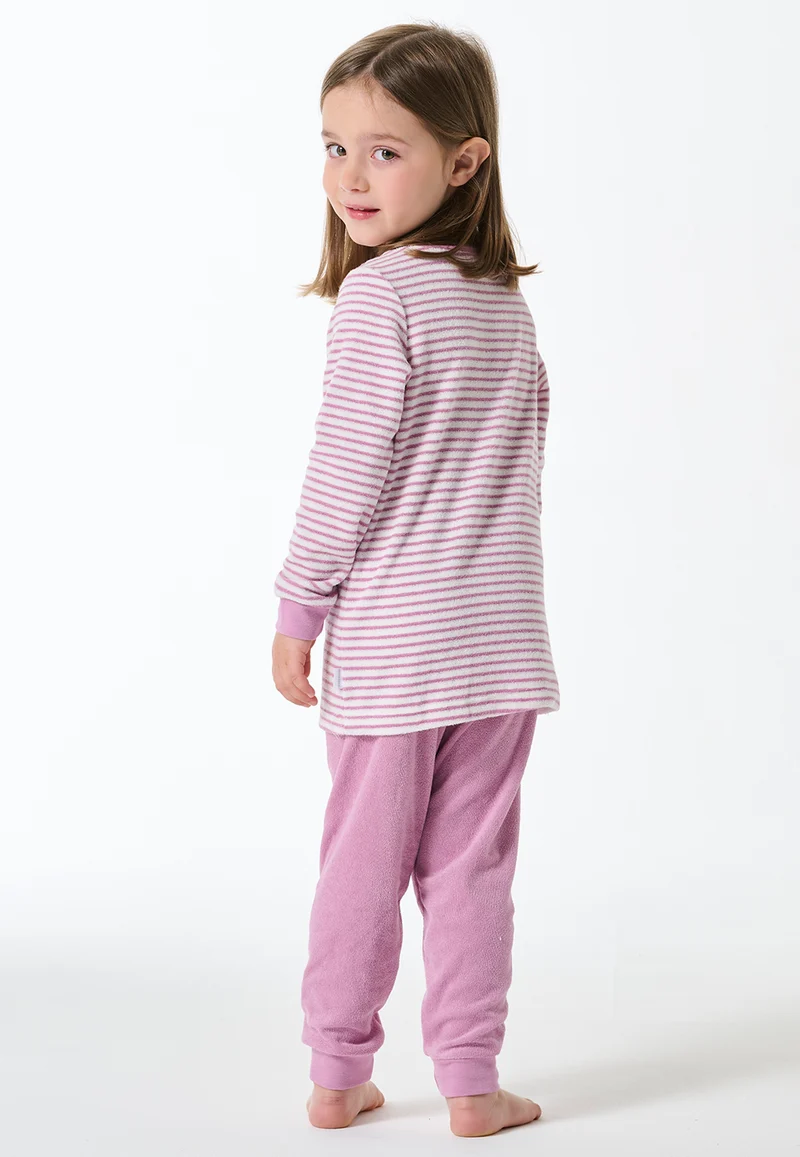 Schlafanzug lang Frottee Bündchen Ringel orchid - Kids Nightwear