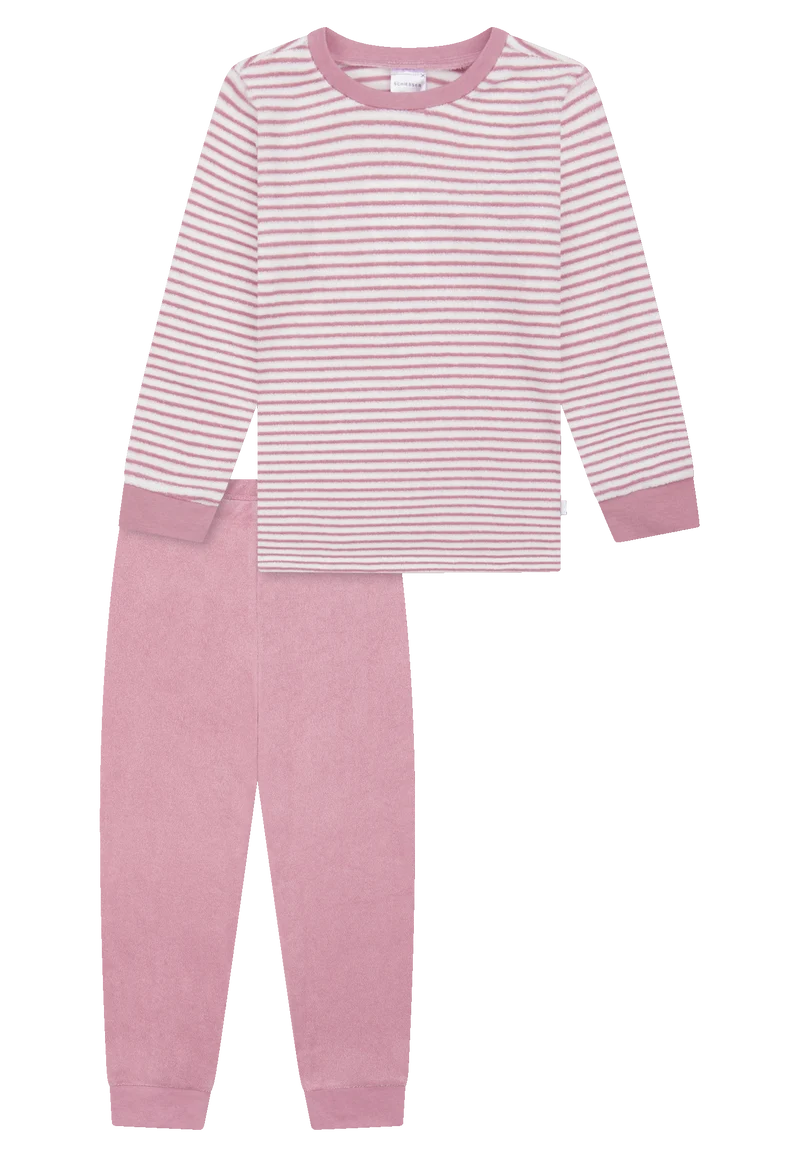 Schlafanzug lang Frottee Bündchen Ringel orchid - Kids Nightwear