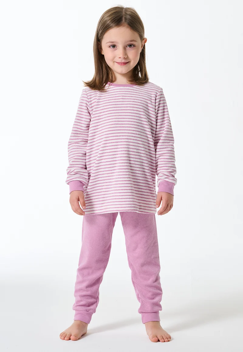 Schlafanzug lang Frottee Bündchen Ringel orchid - Kids Nightwear