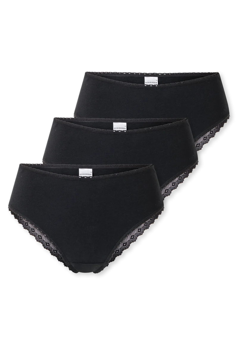 Brazilian Slip mit Spitze 3er-Pack Schwarz - Modern Multipacks