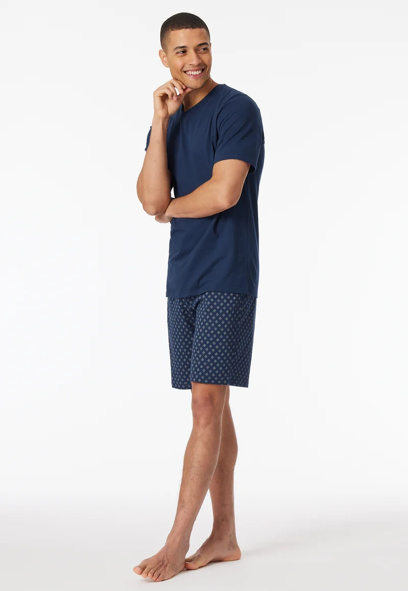 Schlafanzug kurz Dunkelblau gemustert - Casual Essentials