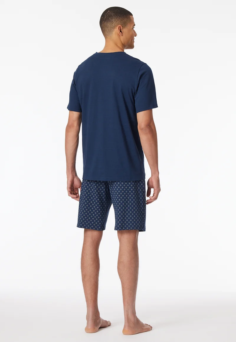 Schlafanzug kurz Dunkelblau gemustert - Casual Essentials