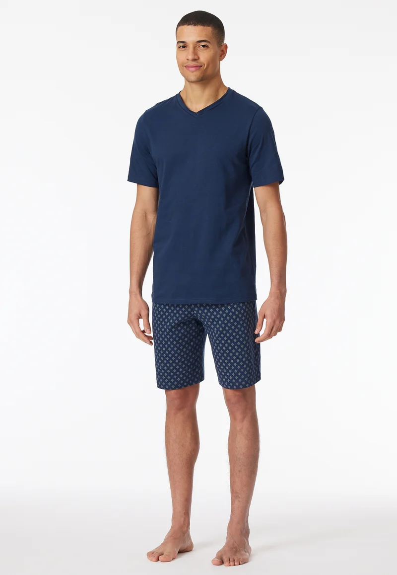 Schlafanzug kurz Dunkelblau gemustert - Casual Essentials