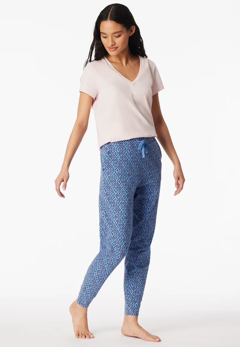Hose mit Bündchen Blau gemustert - Mix+Relax