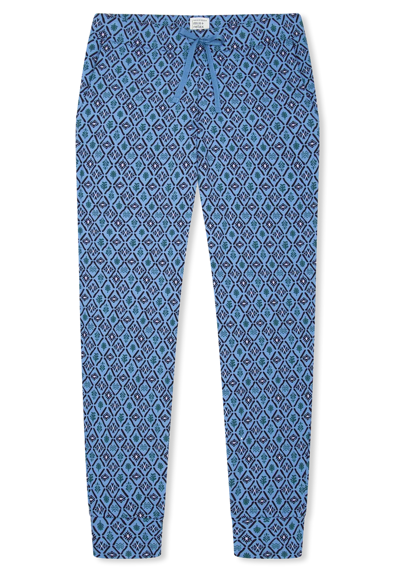 Hose mit Bündchen Blau gemustert - Mix+Relax