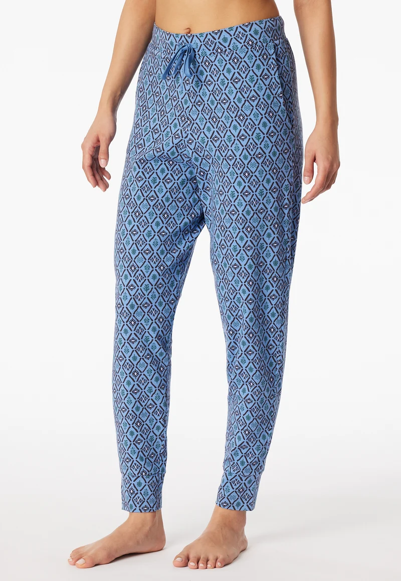 Hose mit Bündchen Blau gemustert - Mix+Relax