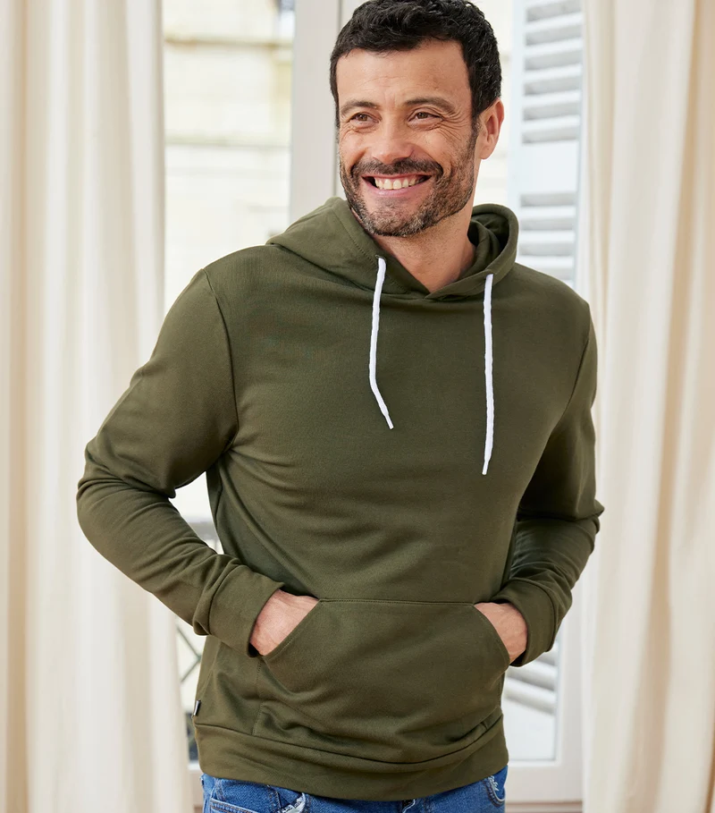 Sweat à capuche Homme Kaki - Intemporel