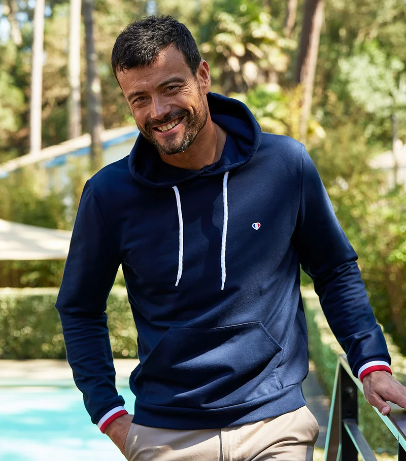 Sweat à capuche Homme Supporter Marine - Iconique