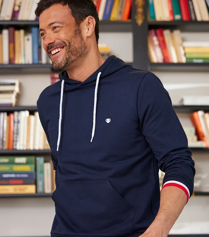 Sweat à capuche Homme Supporter Marine - Iconique