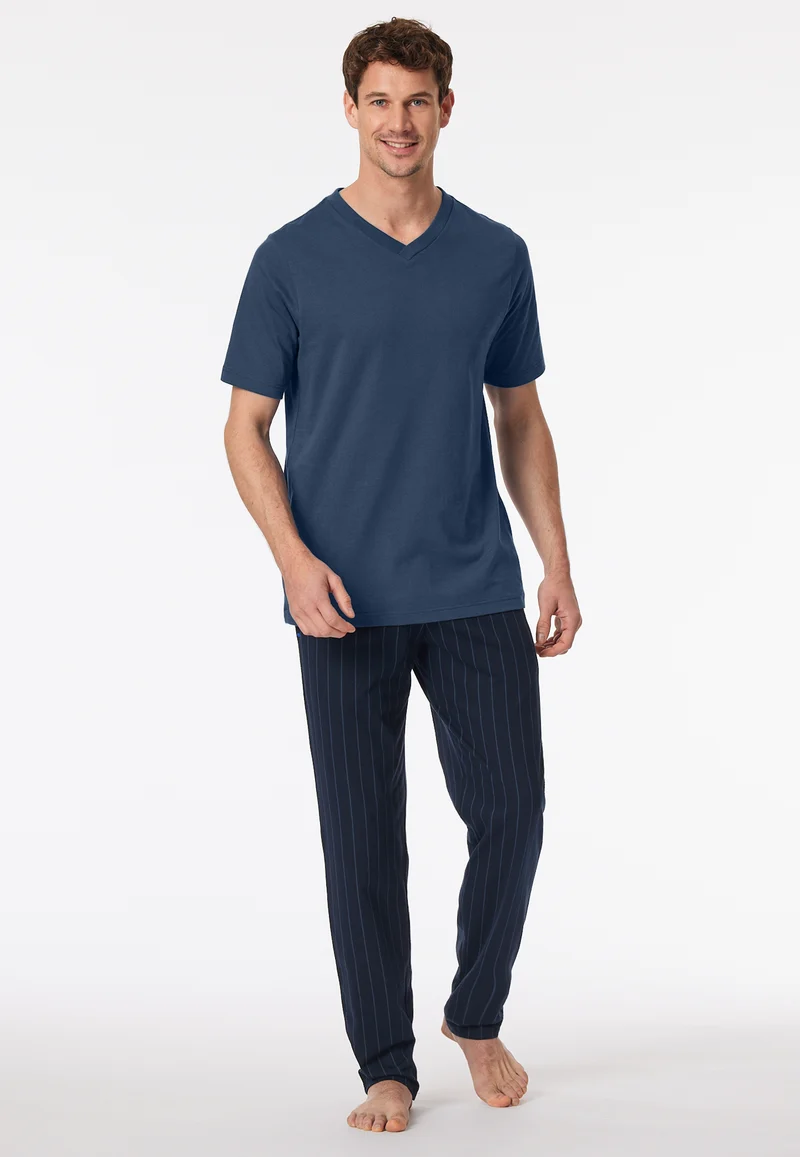 T-Shirt V-Ausschnitt Blau - Mix+Relax