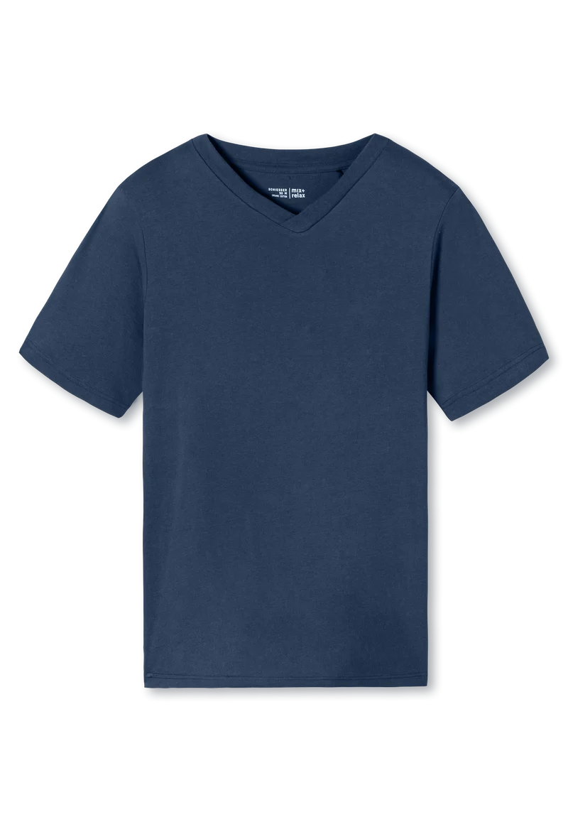 T-Shirt V-Ausschnitt Blau - Mix+Relax