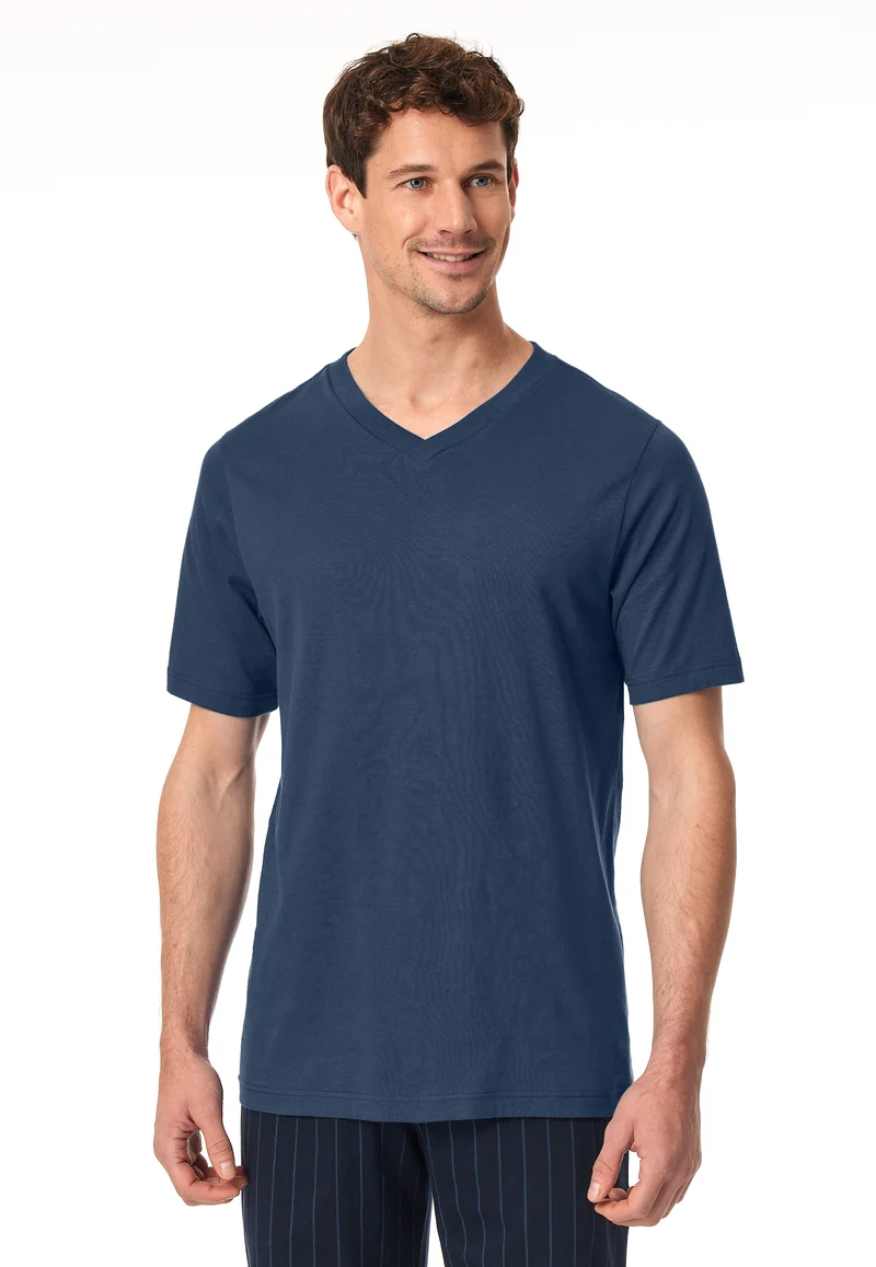 T-Shirt V-Ausschnitt Blau - Mix+Relax