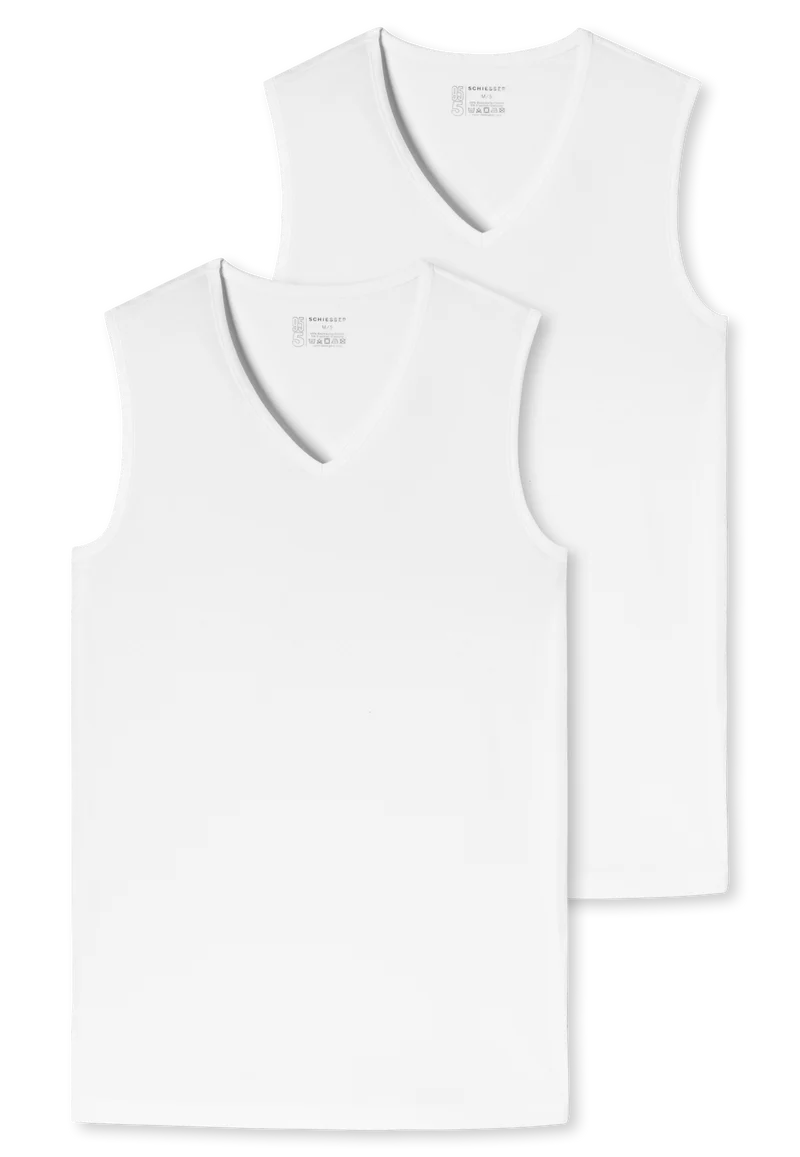 Shirt ärmellos mit V-Ausschnitt 2er-Pack Weiss - 95/5