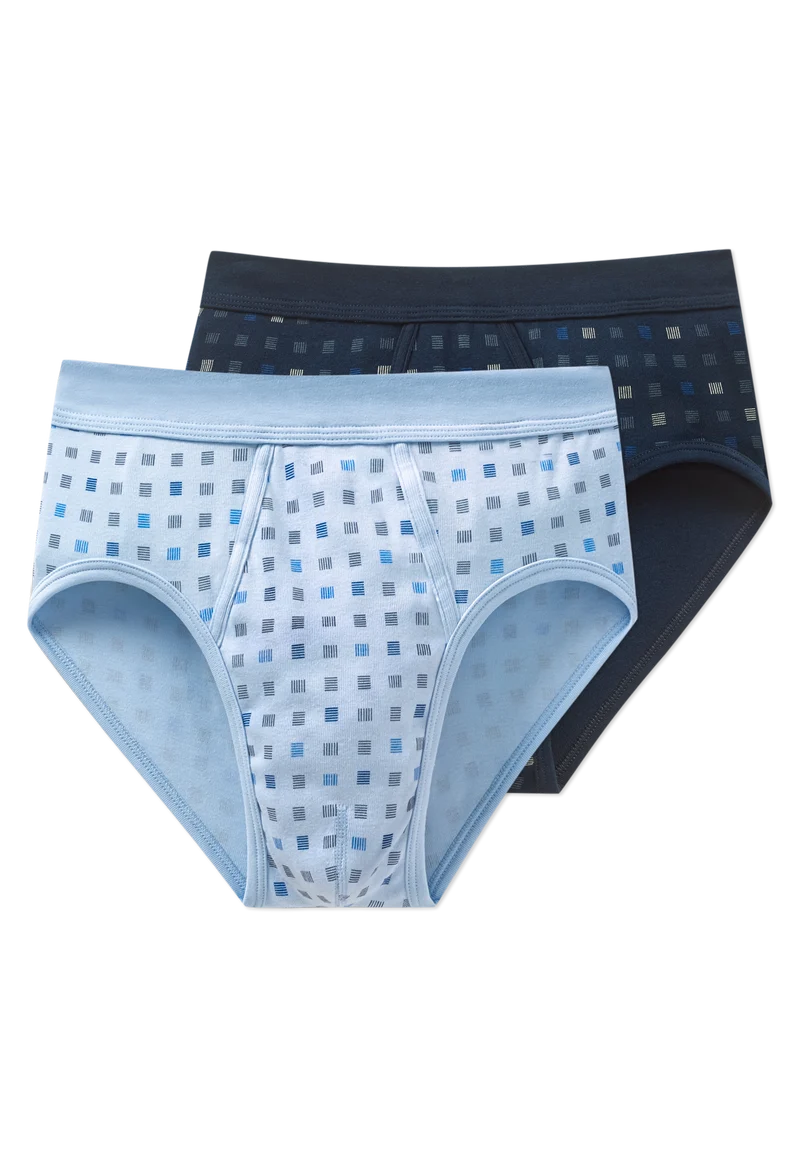 Slip Feinripp 2er-Pack Blau gemustert - Cotton Essentials