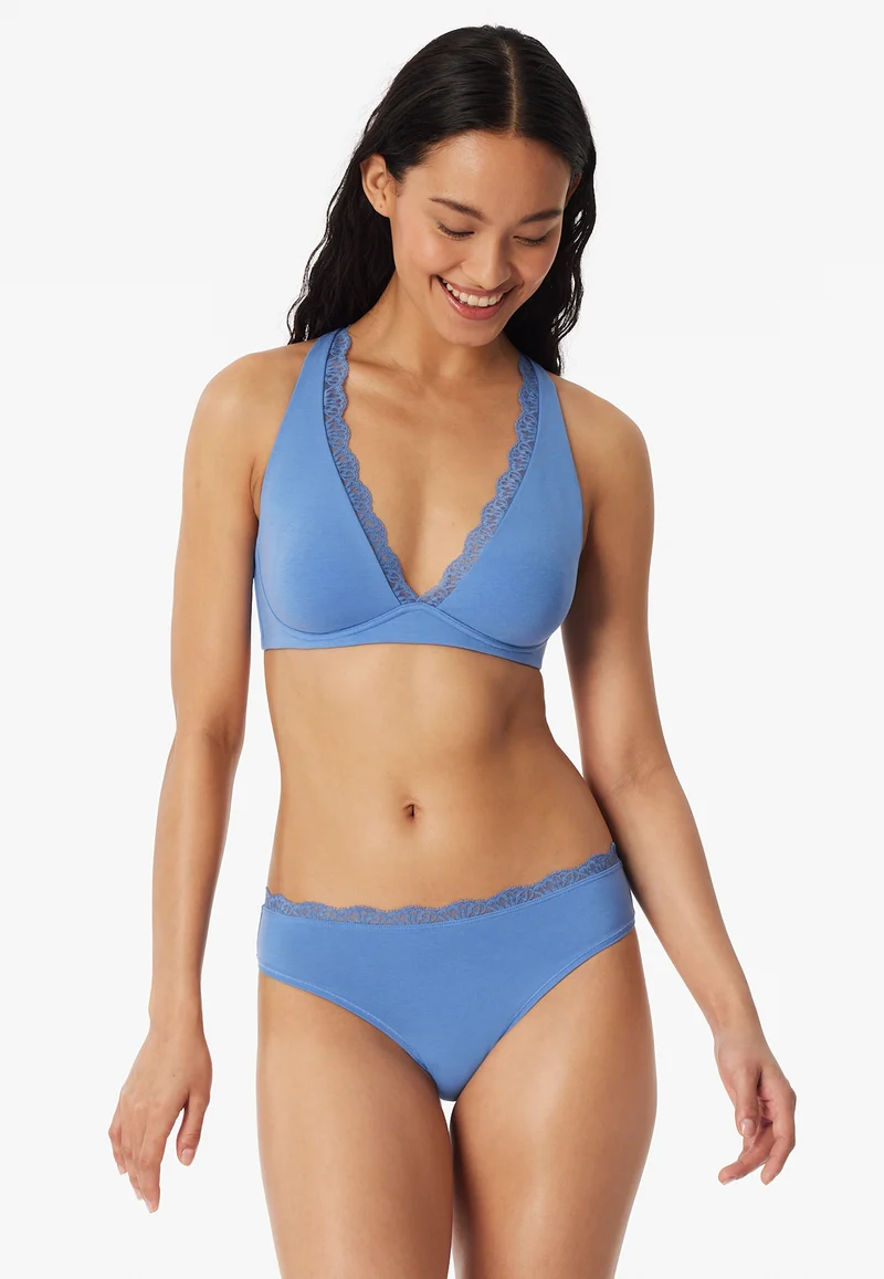 Soft-BH mit Spitze ohne Bügel Blau - Unique Cotton