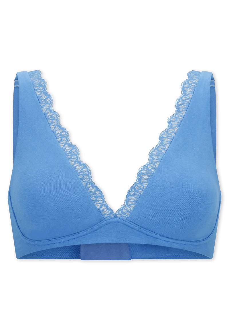 Soft-BH mit Spitze ohne Bügel Blau - Unique Cotton