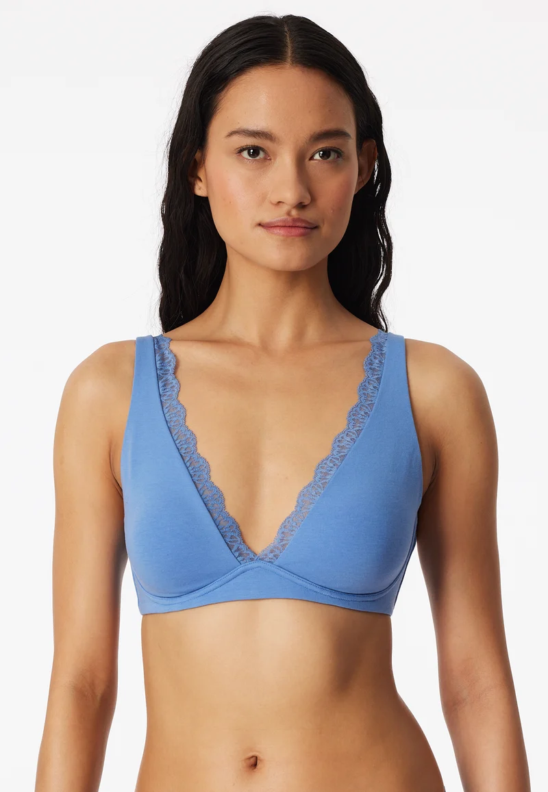 Soft-BH mit Spitze ohne Bügel Blau - Unique Cotton