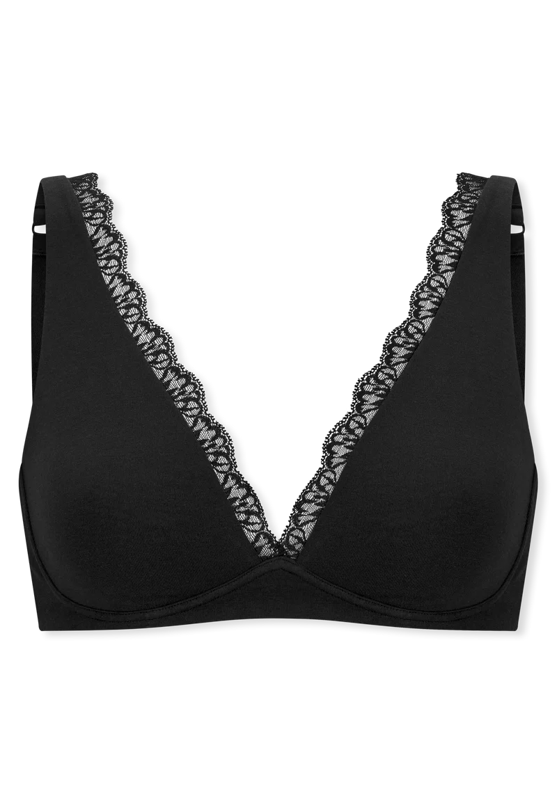 Soft-BH mit Spitze ohne Bügel Schwarz - Unique Cotton