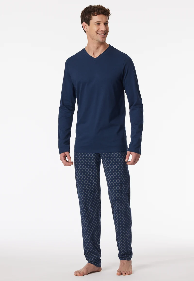 Schlafanzug Dunkelblau gemustert - Comfort Essentials