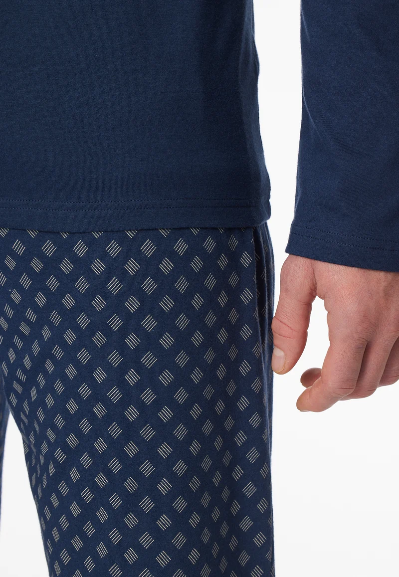 Schlafanzug Dunkelblau gemustert - Comfort Essentials