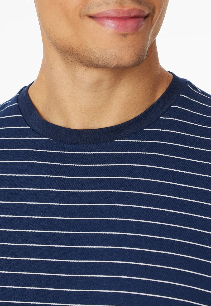 Schlafanzug kurz Dunkelblau gestreift - Casual Essentials