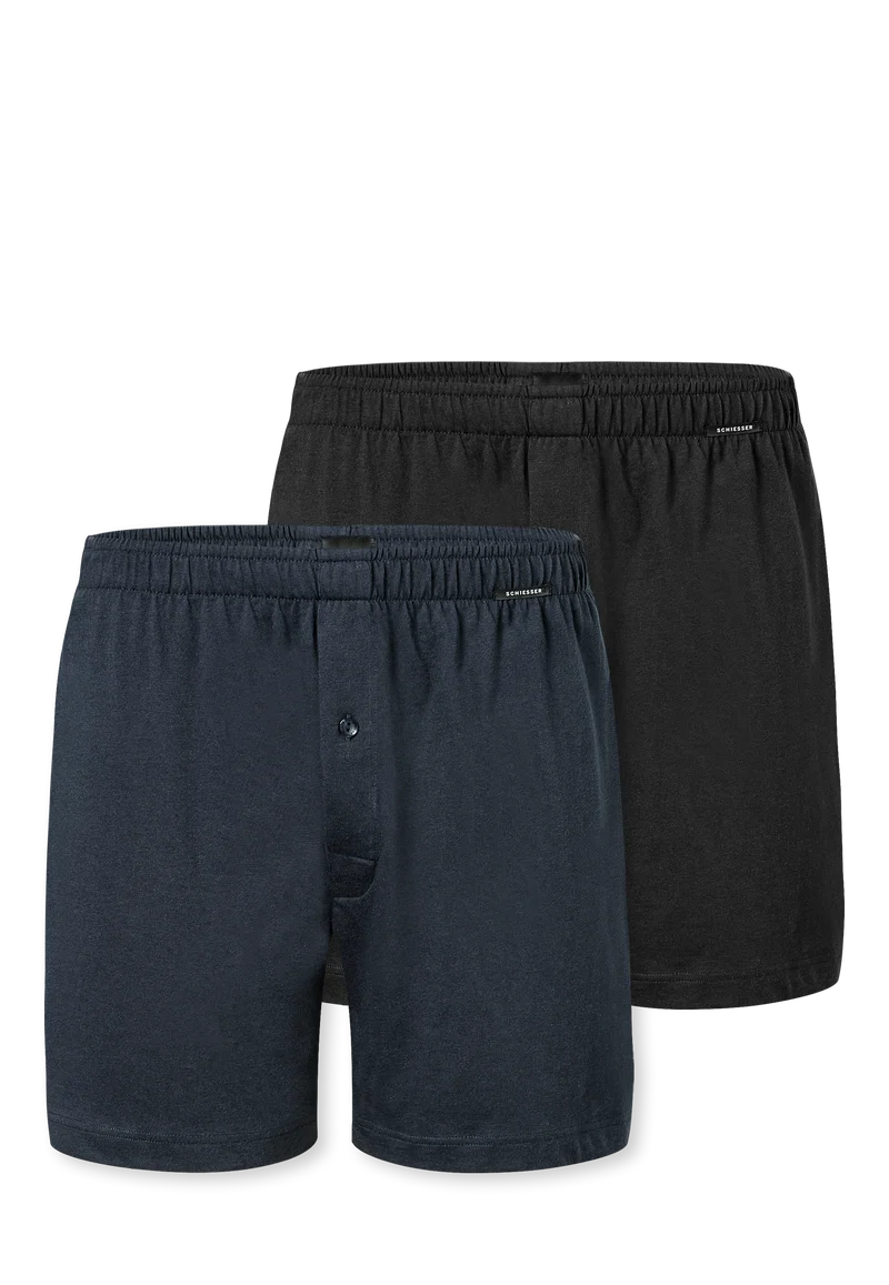 Boxershorts mit Knopfleiste 2er-Pack Dunkelblau/Schwarz - Boxershorts Multipacks